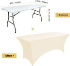 2-Pack 6ft Spandex Table Covers for Rectangle Standard Folding Tables - Wrinkle Resistant Stretch Tablecloths - Ultimate Fitted Table Protector for Parties, Trade Shows, Banquet