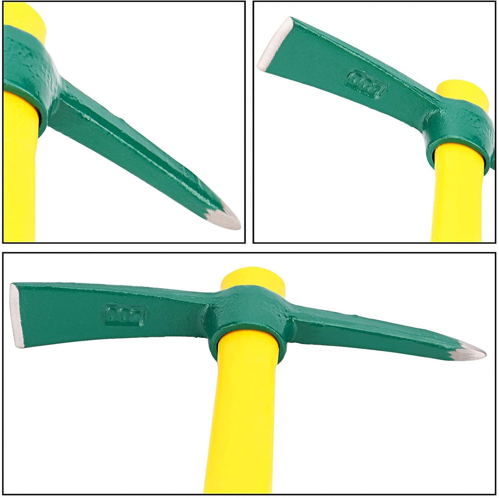 ZOENHOU 15-Inch Solid Pick Mattock, Forged Garden Pick, Weeding Mattock Hoe Agriculture Hand Tools with Heavy-Duty Fiberglass Handle for Weeding Cultivating Camping or Prospecting