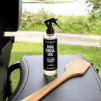 CARON & DOUCET - BBQ Grill Cleaner Oil | 100% Plant-Based & Vegan | Best for Cleaning Barbeque Grills & Grates | Use with Wooden Scrapers, Brushes, Accessories & Tools | Great Gift for Dad! (8oz)