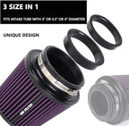 4-Inch Cold Air Intake Filter - Washable, High Performance, 3" or 3-1/2" or 4" Clamp-On Replacement Cone Air Filter Universal 3 Sizes in 1 Purple