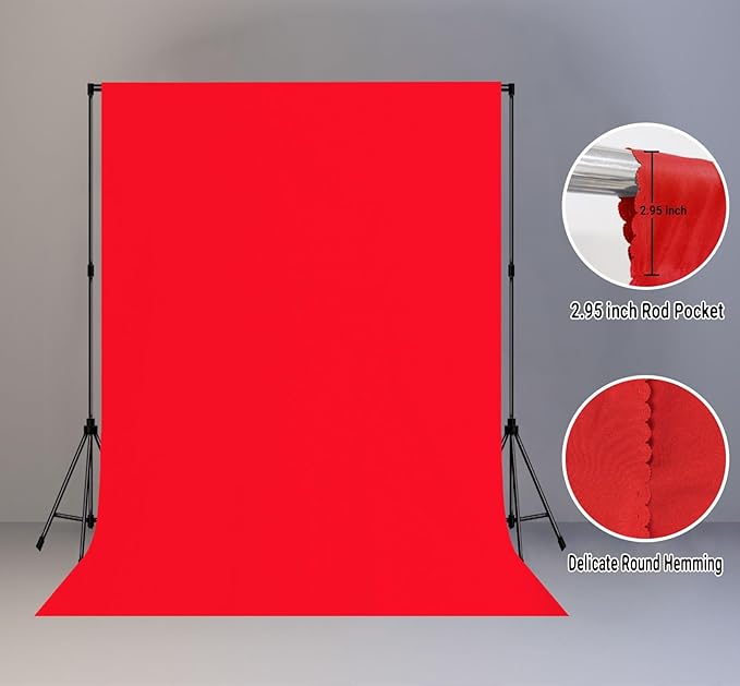 5x7FT Red Screen Backdrop Background for Photography, Photo Backdrop Props for Photoshoot, Party, Video