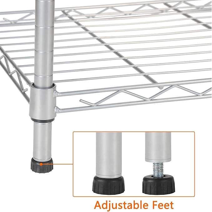 REGILLER 8-Wire Shelving Metal Storage Rack Adjustable Shelves,Standing Storage Shelf Units for Laundry Bathroom Kitchen Pantry Closet(Silver,13.9" D x 23.9" W x 72.1" H)