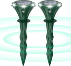 Mole Repellent Solar Powered, 2 Pack Snake Repellent for Yard Waterproof Motion Detection LED Flash Light, Ultrasonic Skunk Repellent Get Rid of Mole, Vole, Rabbit, Gopher, Raccoon, Deer