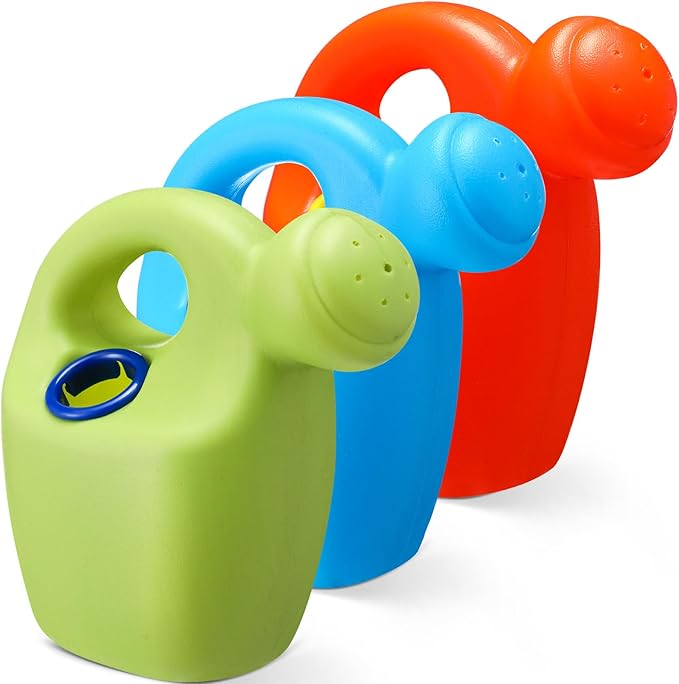 Lunmon 3 Pcs Kids Watering Can Plastic Mini Watering Can Bulk for Child Toddler Flower Garden Sand Beach Toy Garden Tools for Boys Girls End of Year Gifts