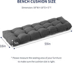 IPYNBAP Outdoor Bench Cushion, 59x18x5 Inch, Waterproof Bench Cushion for Outdoor/Indoor Furniture, Tufted Patio Bench Seat Cushion, Fade Resistant Outdoor Cushions for Porch Swing Couch, Dark Grey