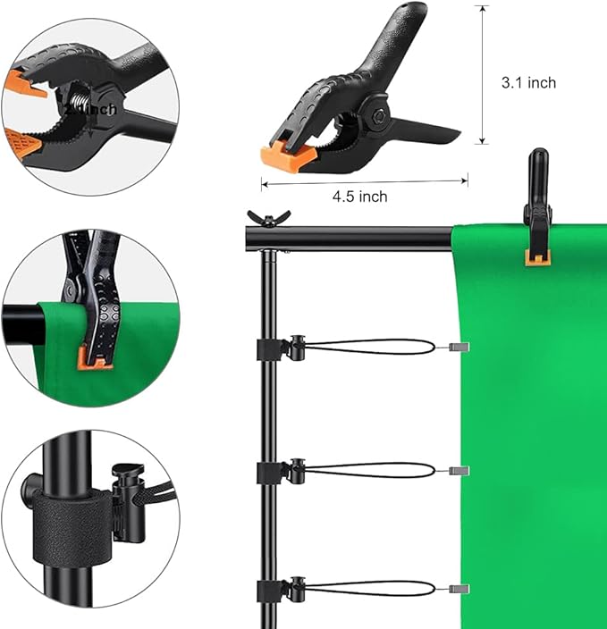 Backdrop Stand for Parties, 8.5x10ft Adjustable Background Support System for Events Decoration, Baby Shower, Photography with Spring Clamps, Backdrop Clip, Sandbag and Carrying Bag