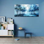 Wapluam Large Canvas Wall Art For Bedroom Wall Decor For Living Room Office Decorations Trees Wall Paintings Foggy Forest Landscape Wall Pictures Artwork Stretched and Framed Canvas Art Home Decor