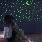 Glow in The Dark Stars and Moon, Realistic No Dots No Squares Set. Star Shaped Stickers and Moon, Luminous Adhesives for Room, Wall, Bedroom, Light up Your Ceiling and Living Room