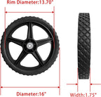 Parts Camp 16" Lawn Mower Wheels 16 x 1.75'' Spoked Plastic Wheel and Tire For Garden cart/Pressure Washer/Generator/Wheelbarrow/Trolley/Dolly Wheel/Push Mowers/Hand truck tires(Set of 2)