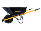 True Temper Steel Wheelbarrow with Never Flat Tire & Steel Handles, 6 Cu. Ft
