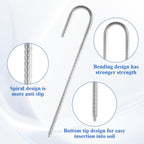 CertBuy 30 Pack Rebar Stakes 12inch, Galvanized Rebar Stakes J Hook, Heavy Duty J Hook Ground Anchors, Curved Steel Support Garden Stake with Chisel Point end for Canopies, Sheds, Swing Sets