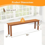 Tangkula Outdoor Wood Bench, 59” Long Patio Dining Bench, Backless Wooden Bench with Teak Oil Finish & Slat Seat, Accent Entryway Bench, Farmhouse Bench for Yard, Garden, Porch, Indoors