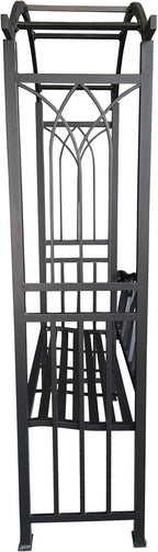 Black Aluminum Garden Arbor Arch with 2-Seater Bench