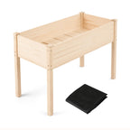 VINGLI 48.5"x22.5"x30" Elevated Raised Garden Bed with Bed Liner, Heavy Duty Wood Planter with Legs for Vegetables Fruits Potato Flower, Outdoor Sturdy Long Lasting Planter Box (Nature - no Wheel)