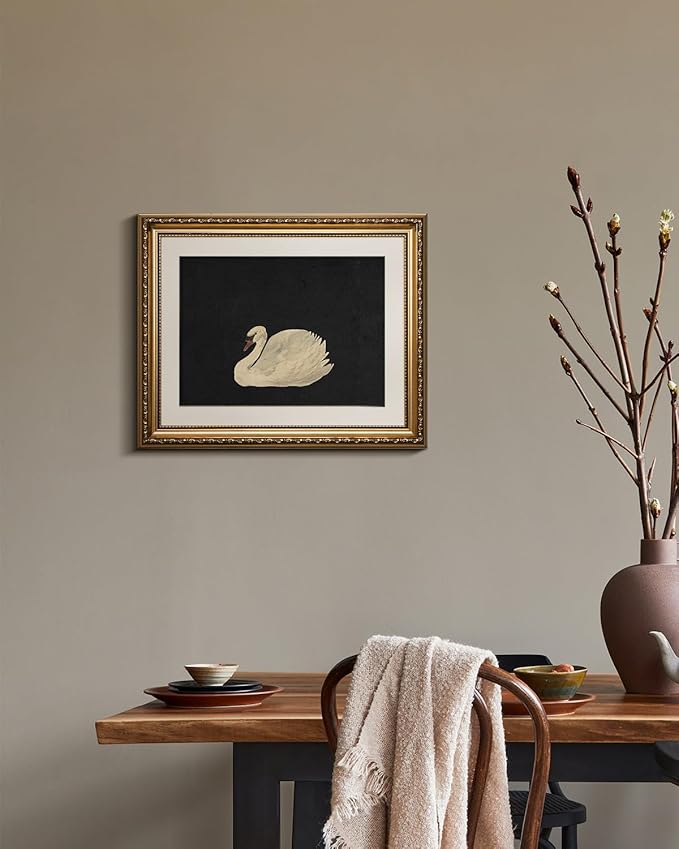 VIYYIEA Gold Framed Wall Art Canvas Print Home Decor Swan Wall Decorations Grace Swan Art Painting Pictures Rustic Bathroom Decor Farmhouse Prints Gift for Living Room Bedroom Kitchen Office 13x16in