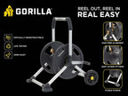 Gorilla GRS-200H Aluminum Garden Hose Reel, 200 Ft, No-Leak Brass Fittings