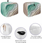 Toaster Cover 4 Slice Green Turquoise Modern Geometric Toaster Oven Cover with Pockets Brown Ombre Abstract Bakeware Protector Small Kitchen Appliance Dust Covers and Fingerprint Protection for Women