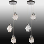 Modern Crystal Chandeliers, Round Raindrop Dimmable Pendant Lights Kitchen Island, Luxury Chrome Ceiling Hanging Lamp for Farmhouse Foyer Bedroom Entryway Dining Room (Round 3-Lights)