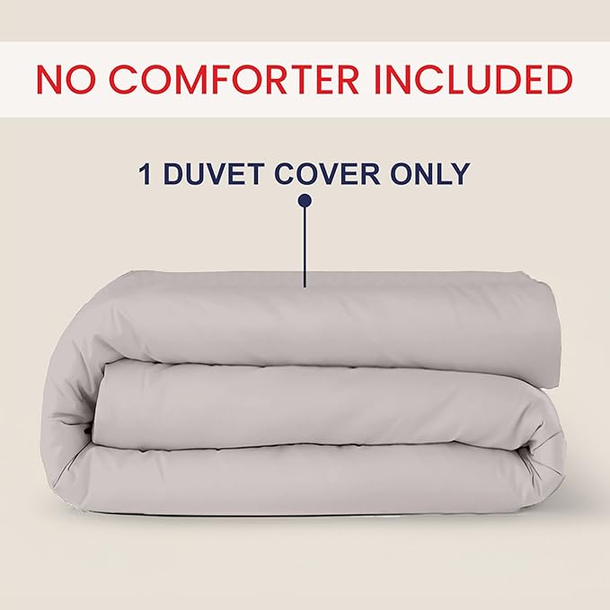 Kotton Culture 1 Pc Twin Size Duvet Cover Only -100% Egyptian Cotton Sateen 600 TC Ultra Soft Premium Durable Comforter Cover Zipper Closure & Corner Ties(Light Grey, Twin/Twin XL 68" X 90")
