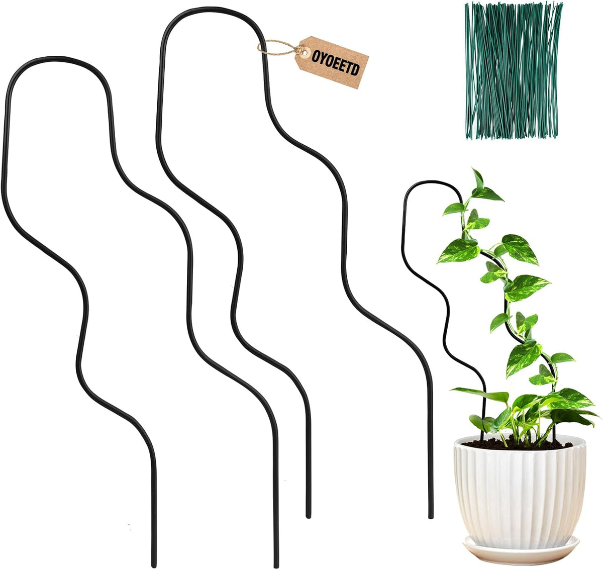 13.4 Inch Indoor Plant Trellis for Climbing Plants,Metal Trellis,Small Garden Trellis for Potted Plants,Plant Stakes for Indoor Plants Accessories Hoya,Flower,Plant Support (Black)