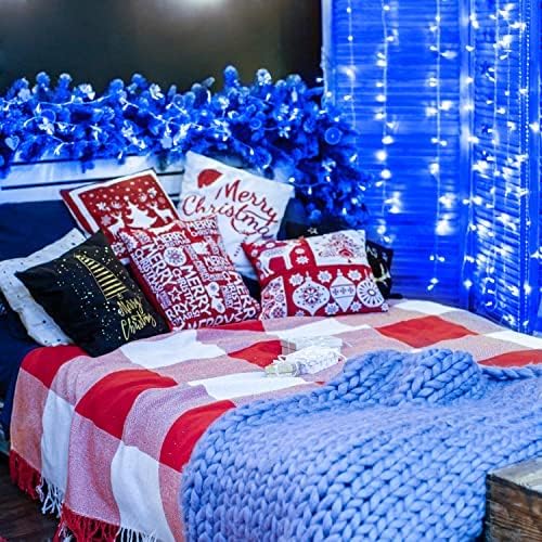 JMEXSUSS 250 LED Blue String Lights Indoor, 91.5ft Connectable Christmas Lights Outdoor Waterproof, 8 Modes Blue Christmas String Light for Party Garden Tree Halloween Decoration