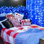 JMEXSUSS 250 LED Blue String Lights Indoor, 91.5ft Connectable Christmas Lights Outdoor Waterproof, 8 Modes Blue Christmas String Light for Party Garden Tree Halloween Decoration