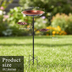 3 in 1 Metal Bird Bath for Outside, 35.43" Freestanding Birdbath with 5 Prong Stake Base, 12" Bowl, Vintage Bronze, Garden Patio Yard Decor