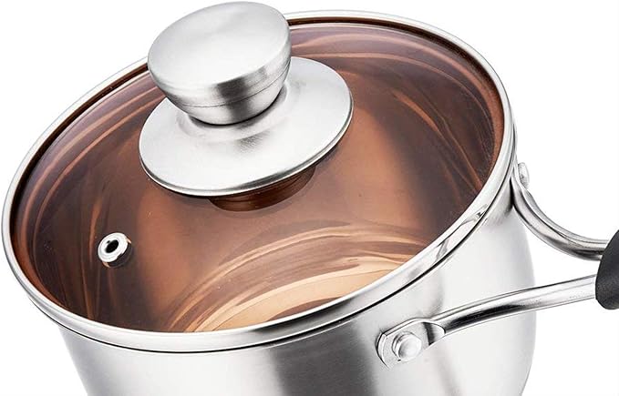 P&P CHEF 1 Quart Saucepan, Stainless Steel Saucepan with Lid, Small Sauce Pan for Home Kitchen Restaurant Cooking, Easy Clean and Dishwasher Safe