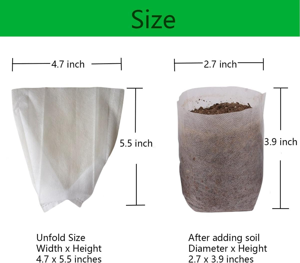 gardtree Plant Nursery Bags 4.7 * 5.5 inches 400PCS, Non-Woven Plant Grow Bags Fabric Seedling Starter for Vegetable Flower Fruit Saplings Tree, Home Garden Supply