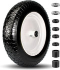 4.80/4.00-8 Tire, 14.5" Tire and Wheel Flat Free, 5/8" Bore Bearing with 3/4" Extra Bearings, 3" Centered Hub - Universal for 4.80-8 4.00-8 4.00-6 3.50/3.00-8 Wheelbarrow Tires