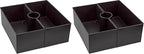 AuldHome Design Umbrella Planter for Patio Table (Black Square), w/Umbrella Hole, Enamelware Rectangular Planter Pots (Pack of 2)