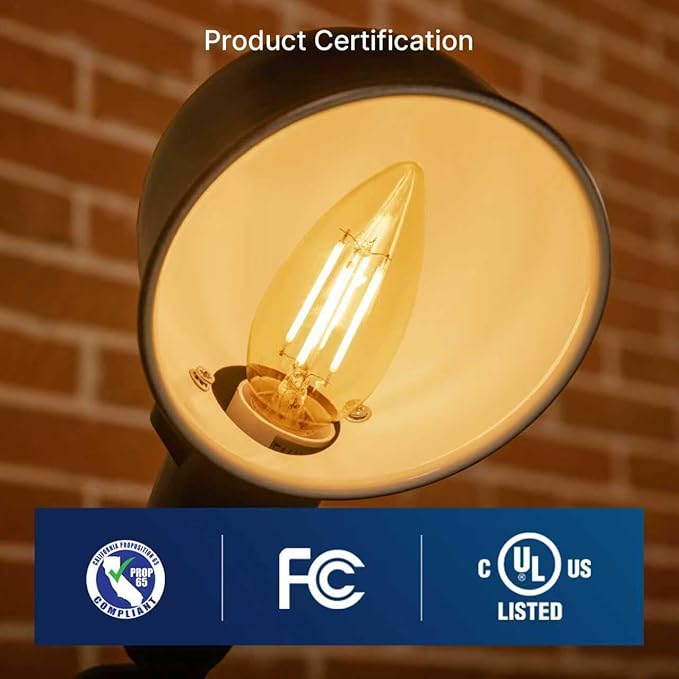 FLSNT 40W Equivalent LED Chandelier Light Bulbs, Dimmable Amber LED B11 E26 Candelabra Base Bulbs, 2200K Warm White, 330LM, 24 Pack UL,CA65 Listed.