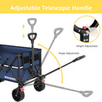 Collapsible Wagon Cart with Wheels Foldable - Folding Utility Heavy Duty Wagons Carts for Grocery Sports Garden Shopping Camping Wheelbarrows (Navy Blue, 150L)