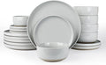 Famiware Milkyway Plates and Bowls Set, 18 Pieces Dinnerware Sets, Dishes Set for 6, Light Gray