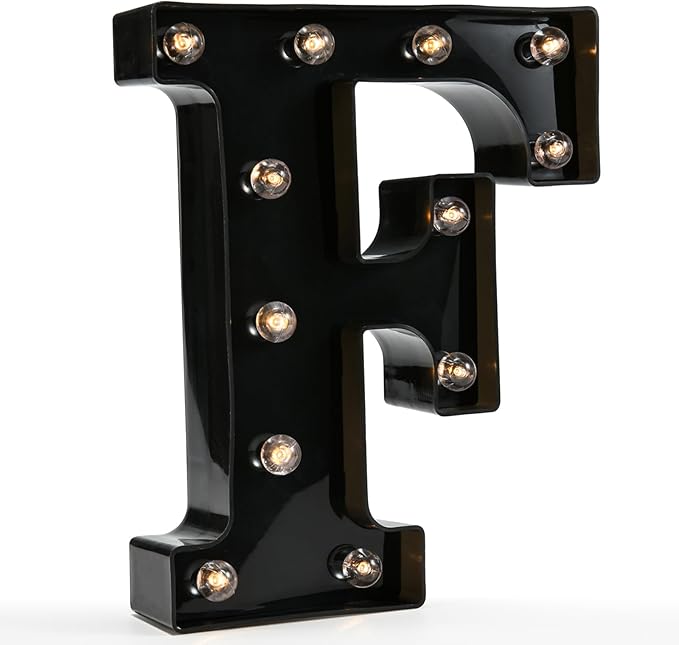 OYCBUZO Light Up Black Alphabet Marquee Letters Sign LED Marquee Number Lights Sign for Night Light Home Bar Christmas Lamp Birthday Party Wedding Decoration F
