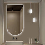 Wall Mirror Arched Bathroom Mirrors, 3-Color Lighted Bathroom Makeup Mounted Mirror, with Demister Pad, Dimming Function for Bathroom Living Room Bedroom Entryway(23.6"x39.3"/60x100cm)