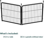 FXW Garden Fence Outdoor for The Yard – 24in(H) x 3.8ft(L) Heavy Duty Metal Animal Barrier for Dog and Rabbit, Decorative Dog Fence, 2 Panels, Black