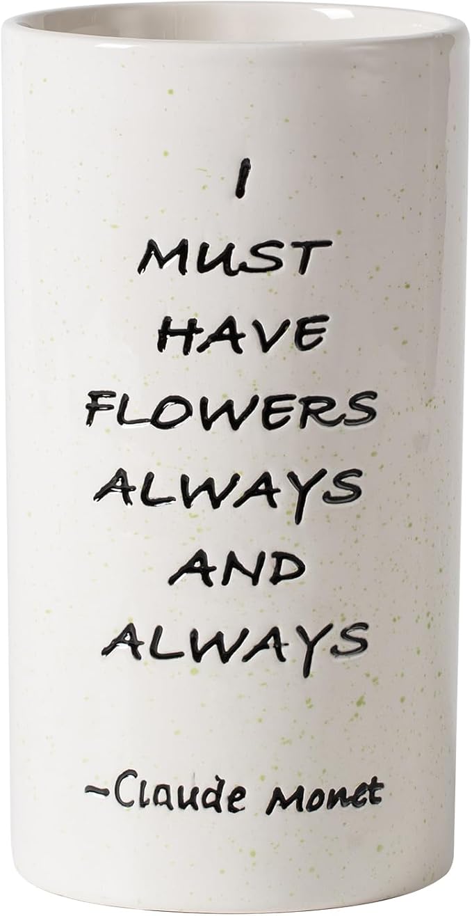 Ceramic Vase 8.27 Inches H, Flower Vase for Home Decor I Must Have Flowers Always and Always White Vase for Bohemian Decor, Pampas Vase