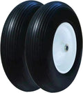 Set of 2 Wheelbarrow Tire 4.80/4.00-8 Flat-Free with 3/4 & 5/8 Wheel Bearing, 3-6" Hub 16" Solid Rubber Wheel Barrel Tires Non-Slip for Yard Cart Garden Wagon (Black)