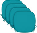SleepMan Outdoor 17"x16" Chair Cushions with Ties Set of 4, Water Resistant All Weather U-Shape Seat Pads for Patio Garden Furniture Indoor (Set of 4, Aqua Green)