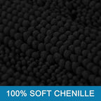 H.VERSAILTEX Bathroom Rugs Bath Rugs Non Slip Bath Mats Extra Thick Chenille Striped Rug 17" x 24" Absorbent Soft Shaggy Washable Dry Fast Bath Mats for Bathroom Floor - Black