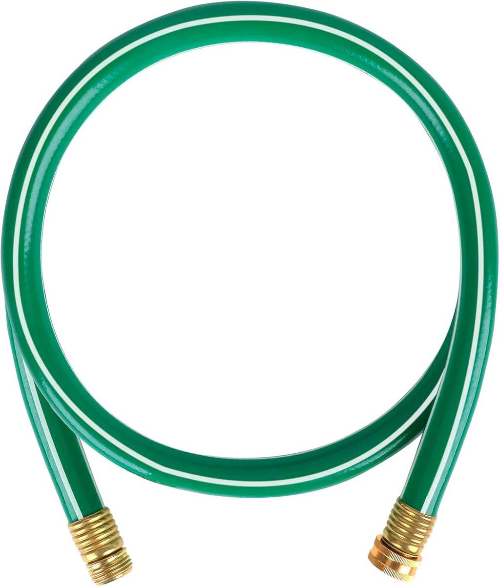 Worth Short Lead-in Green Garden Hose 5/8 in. x 6 ft. -Kink Free, No Leaking, Male/Female Fittings -Heavy Duty Durable Flexible Lightweight Water Pipe -Brass Aluminum Ends for Household & Yard Use