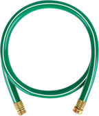 Worth Short Lead-in Green Garden Hose 5/8 in. x 6 ft. -Kink Free, No Leaking, Male/Female Fittings -Heavy Duty Durable Flexible Lightweight Water Pipe -Brass Aluminum Ends for Household & Yard Use