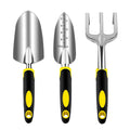 Garden Tool Set, 3 Piece Gardening Tools Includes Garden Trowel, Transplant Trowel and Hand Rake with Non-Slip Ergonomic Handle, Heavy Duty Garden Kit for Planting, Garden Gifts, Yellow