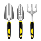 Garden Tool Set, 3 Piece Gardening Tools Includes Garden Trowel, Transplant Trowel and Hand Rake with Non-Slip Ergonomic Handle, Heavy Duty Garden Kit for Planting, Garden Gifts, Yellow