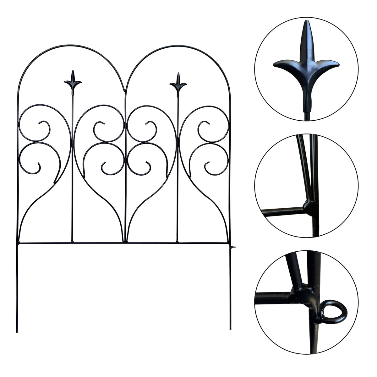 Thealyn Garden Fence 32" H x 10ft (5 Panels), No Digging Heavy Duty Metal Fence Panels, Rustproof Outdoor Dog Fence Animal Barrier, Decorative Fencing for Flower Bed, Yard, Landscape Edging