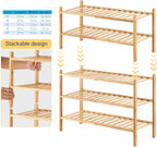 6-Tier Bamboo Shoe Rack for Entryway, Stackable | Heavy Duty | Multi-Function, Free Standing Shoe Racks for Bedroom Hallway Closet