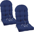 Outdoor Rocking Chair Cushions for Outdoor Furniture Set of 2 Thick Tufted Adirondack Chair Cushion with Ties Indoor Navy Blue Lawn Chair Cushion for Home Decoration,47"*19.68"*3.9"