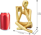 Bookshelf Decor, Golden Reading Thinker Sculpture Figurine, Coffee Table Decor, Entry Way Table Home Decor, Decorative Statue for Living Room, Office, Bedroom, Gift