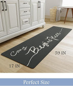 MontVoo-Bath Mat Rug Long Non Slip Super Absorbent Bathroom Runner Stain Resistant Quick Dry Thin Bathroom Mat Fit Under Door-17"x59",Black
